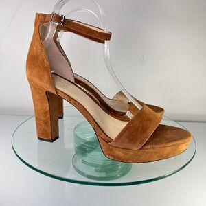 Vince Camuto Sathina Platform Heel Sandal 11 M Brown Suede Ankle strap dance